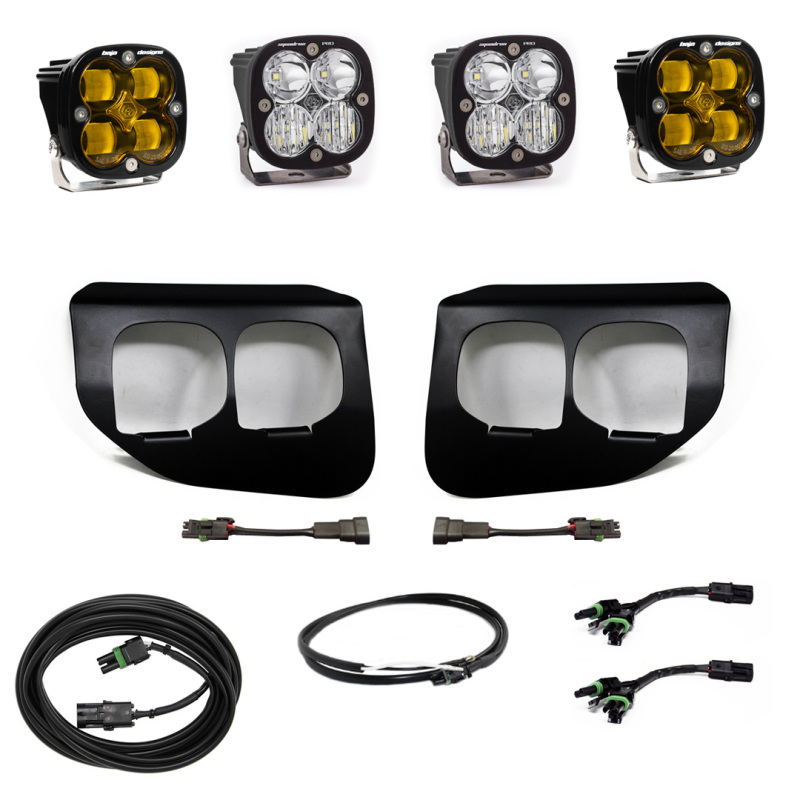 Ford Super Duty Fog Light Pocket Kit - Baja Designs - SAE/Pro DC - Amber - `20-`27